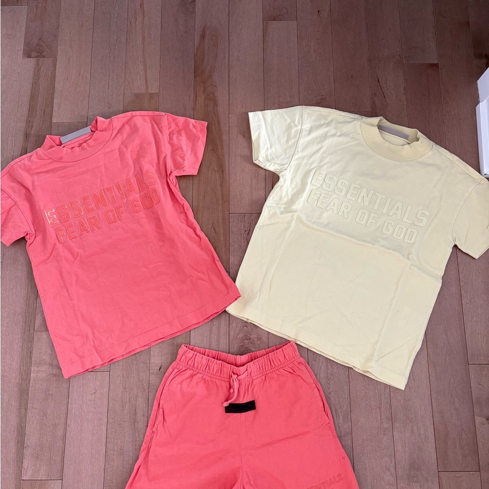 Essentials Fear of God Kids Matching Set - Coral and Light Yellow